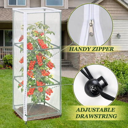 3PCS Garden Bird Netting for Triangle Tomato Cage with Zipper & Drawstring