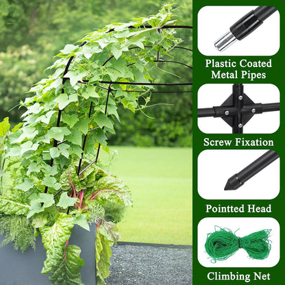 Garden Arch Trellis, 7.2 ft Height, Black