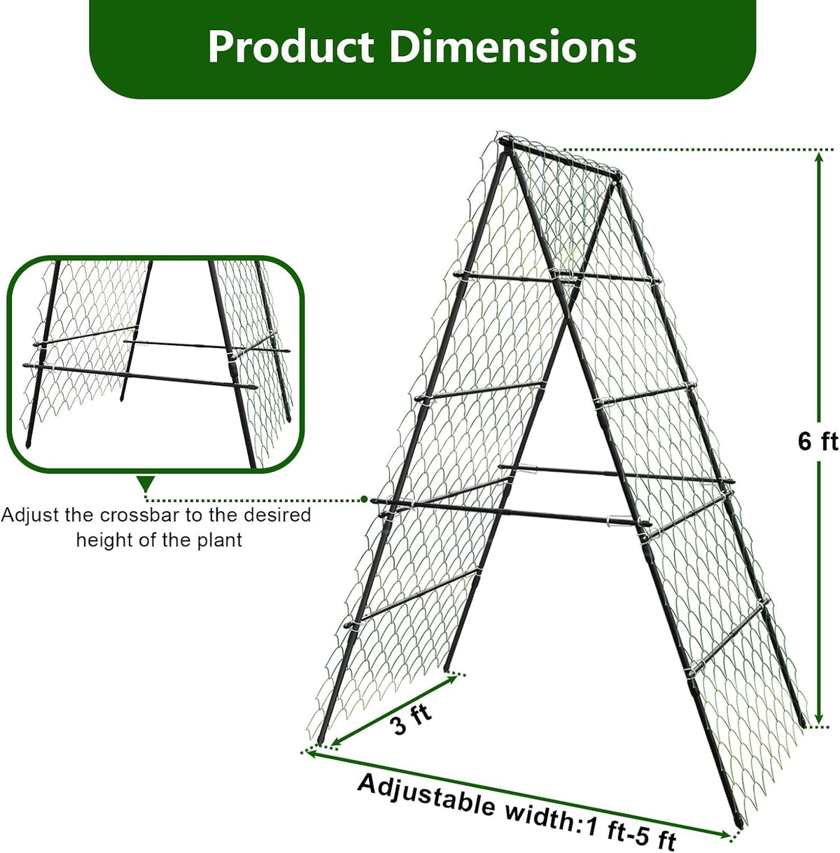 Garden Arch Trellis, 7.2 ft Height, Black