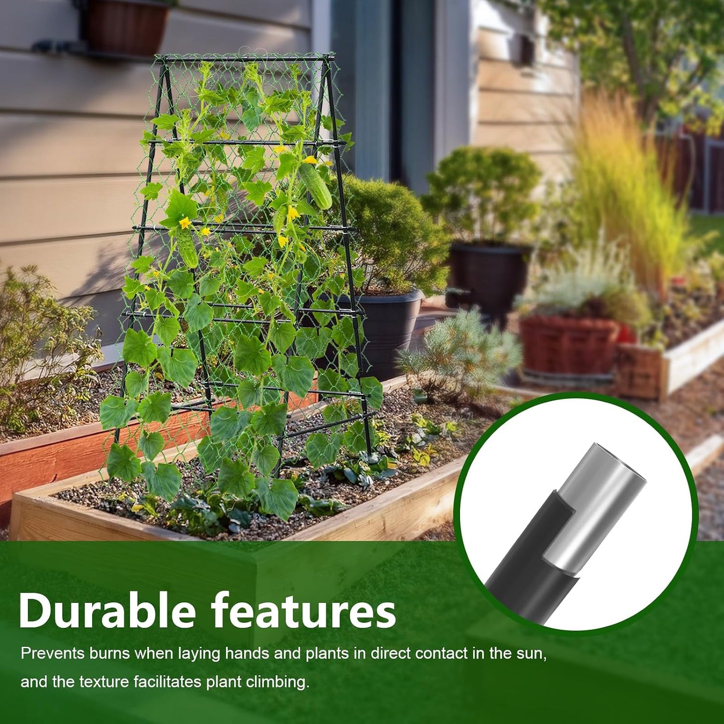 Garden Arch Trellis, 7.2 ft Height, Black