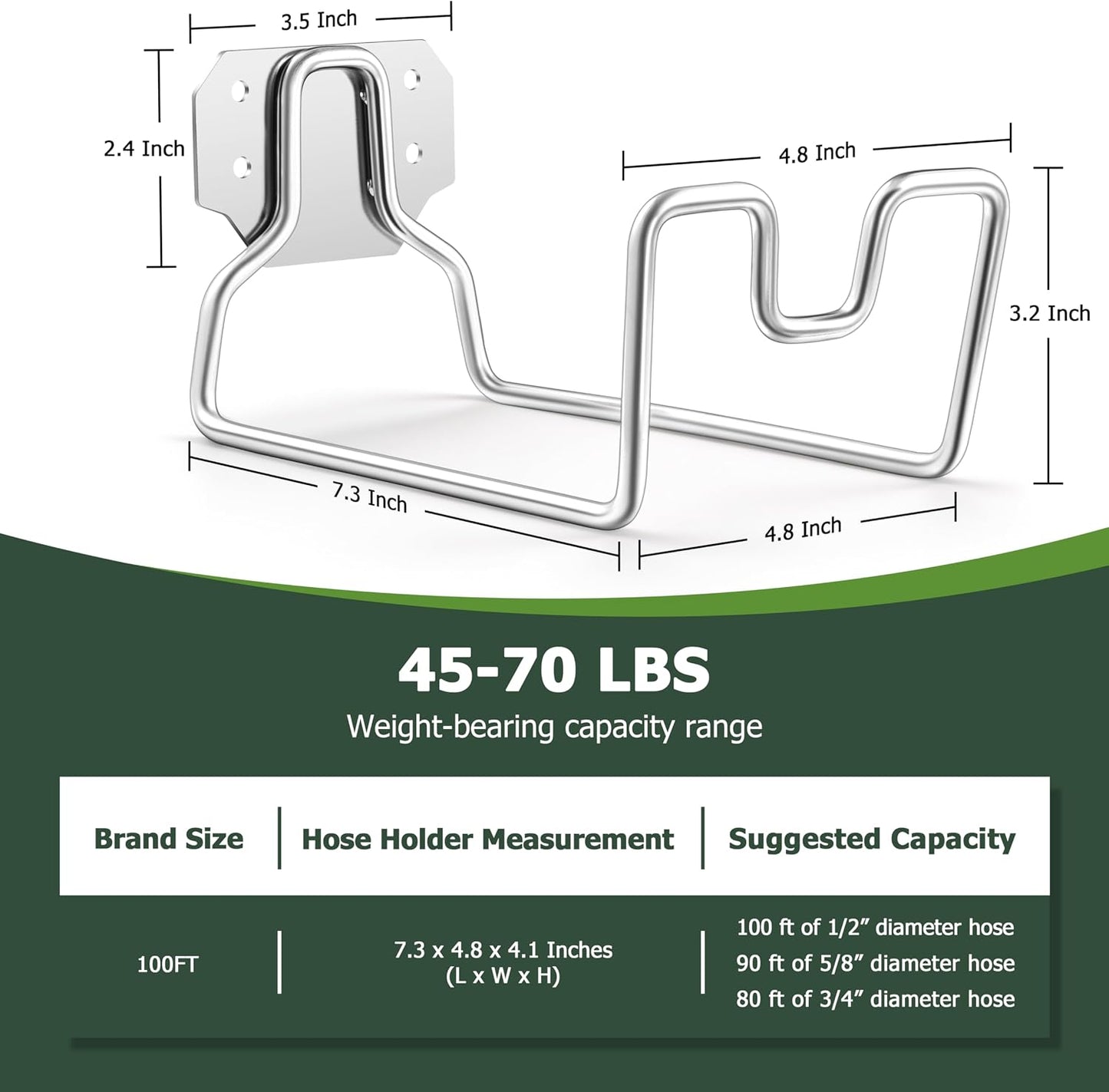 18/0 Stainless Steel Wall Mount Garden Hose Holder for Outside, 1PC
