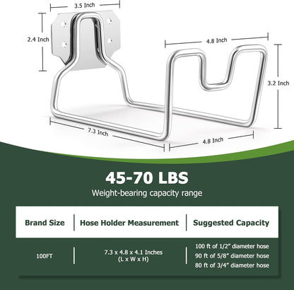 18/0 Stainless Steel Wall Mount Garden Hose Holder for Outside, 1PC