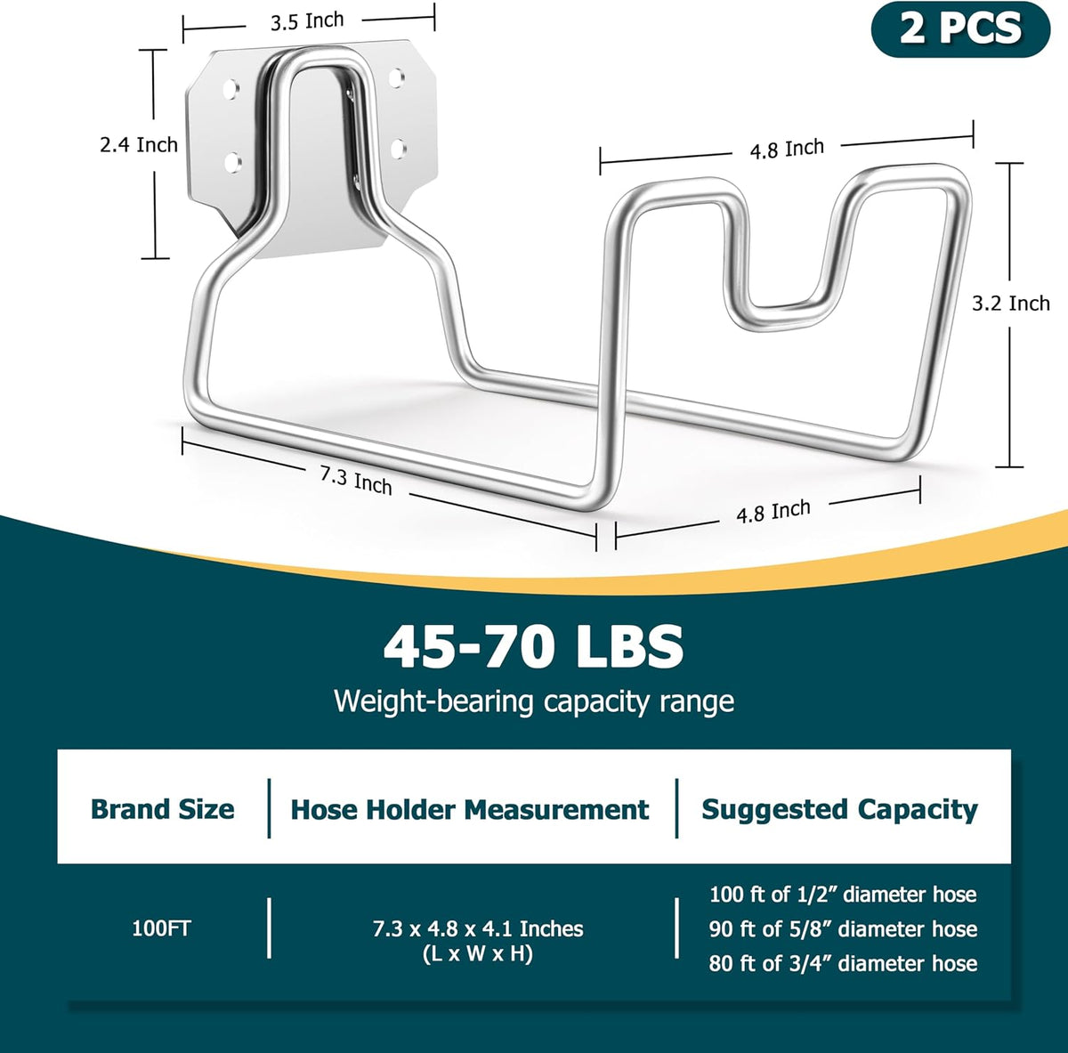 18/0 Stainless Steel Wall Mount Garden Hose Holder for Outside, 1PC