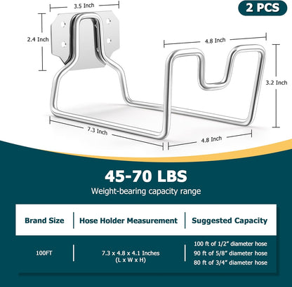 18/0 Stainless Steel Wall Mount Garden Hose Holder for Outside, 1PC