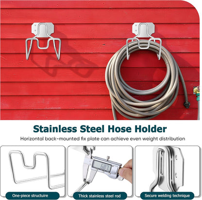 18/0 Stainless Steel Wall Mount Garden Hose Holder for Outside, 1PC
