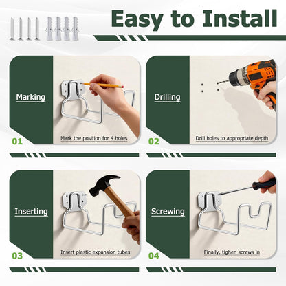 18/0 Stainless Steel Wall Mount Garden Hose Holder for Outside, 1PC