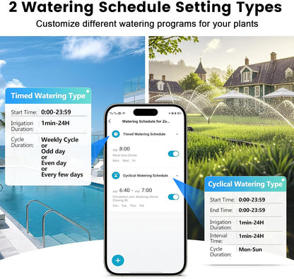 WiFi Water Timer for Garden Hose with Brass Inlet,Smart Hose Timer with WiFi Hub, APP & Voice Control,Up to 20 Watering Plans, 2-Zone Sprinkler Drip Irrigation System Controller for Yard Lawn Watering