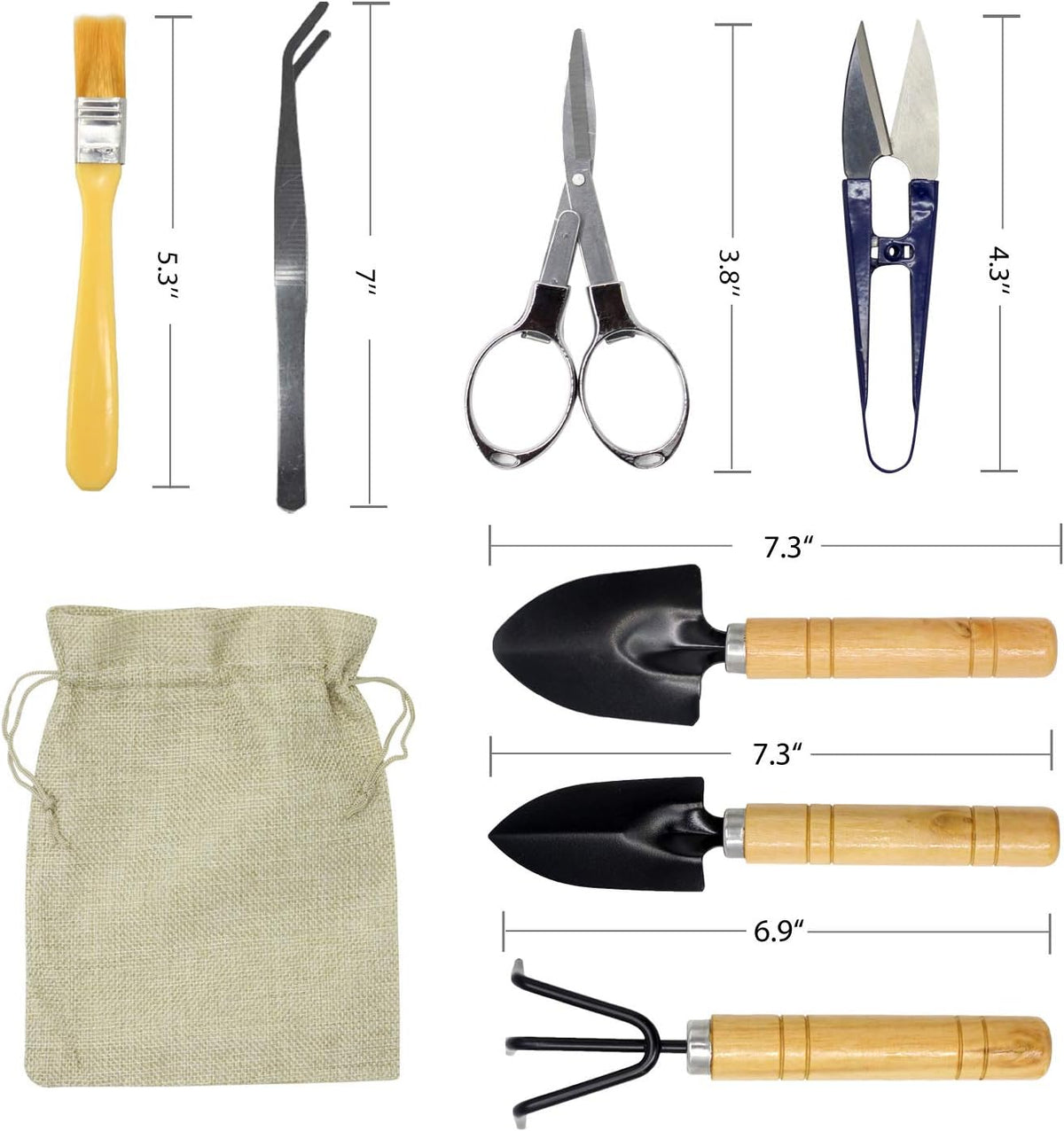 Bonsai Tool Set 8 PCS-Mini Gardening Tools Kit for Indoor Outdoor Plant