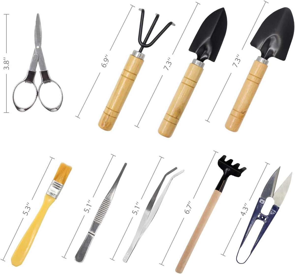 Bonsai Tool Set 8 PCS-Mini Gardening Tools Kit for Indoor Outdoor Plant