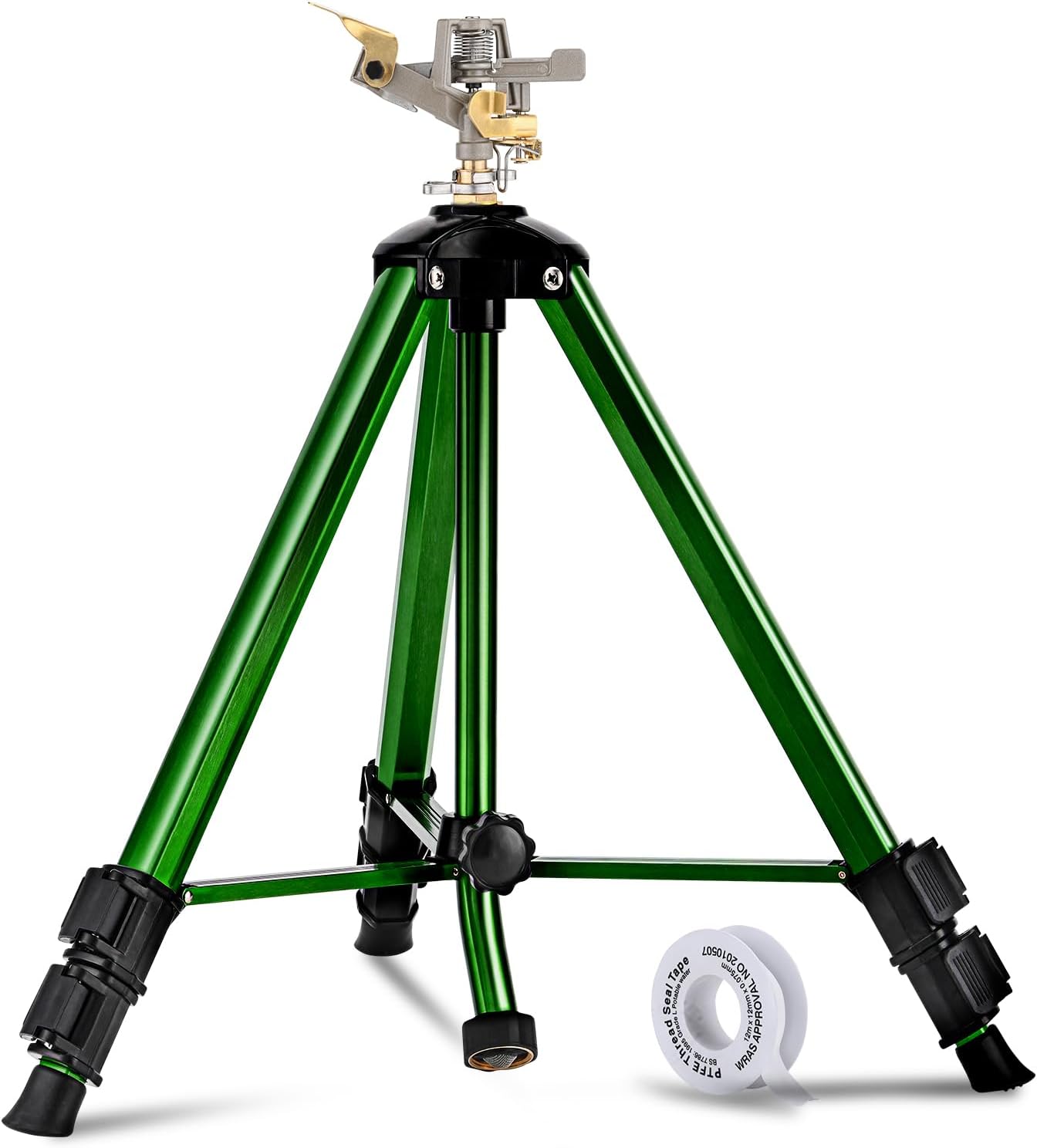 Sprinklers for Yard, 360° Tripod Sprinklers for Yard Large Area, 3/4" Connector Lawn Sprinkler, Adjustable Height 16-37”, Water Sprinkler for Lawn/Garden/Patio, 1Pack