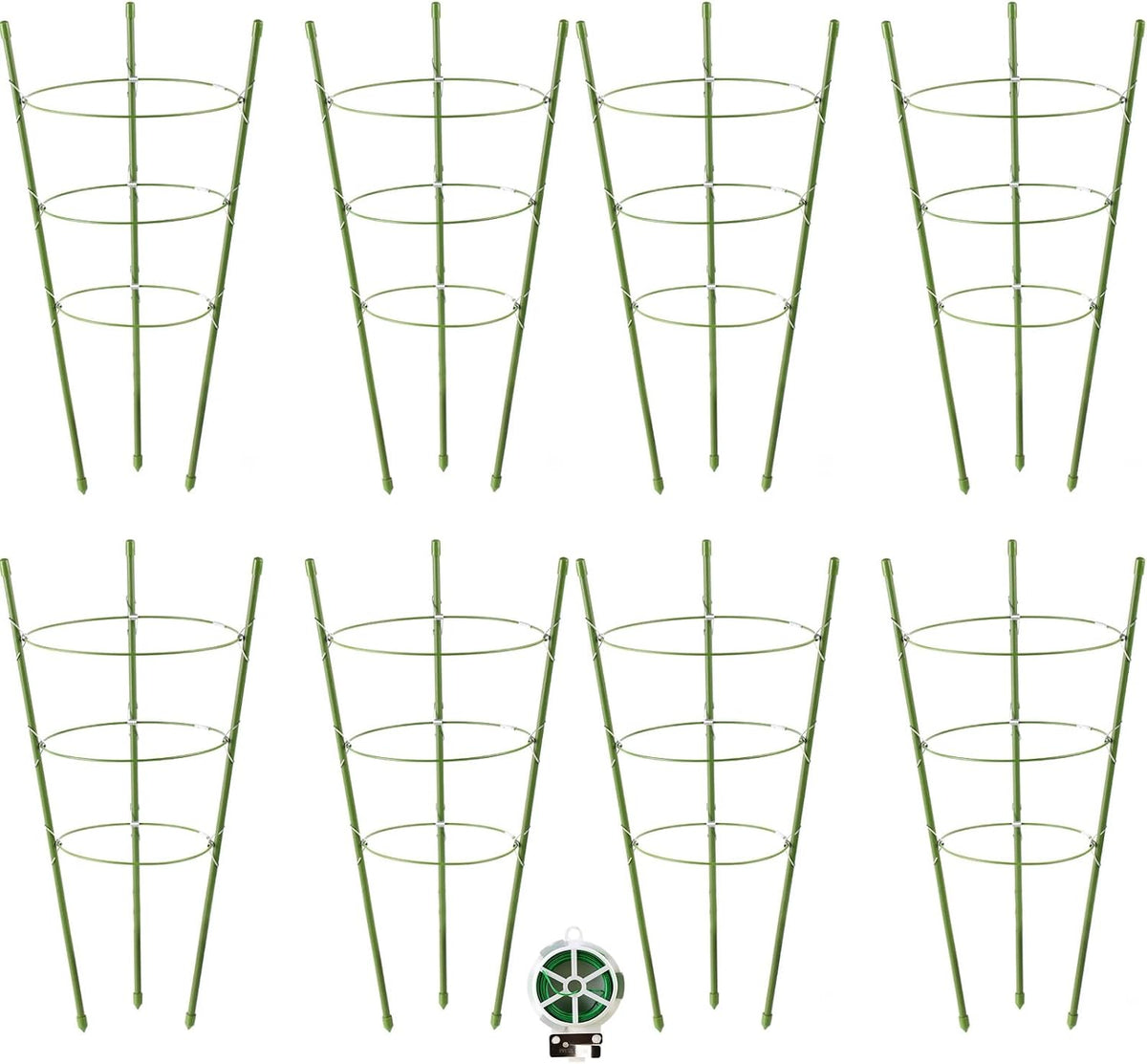 4 Pack Tomato Cage Plant Support Cages for Garden, 18 inches Trellis for Climbing Plants, Upgrade Garden Plant Stakes with Adjustable Ring, Tomato Rings for Support, with Twist Tie