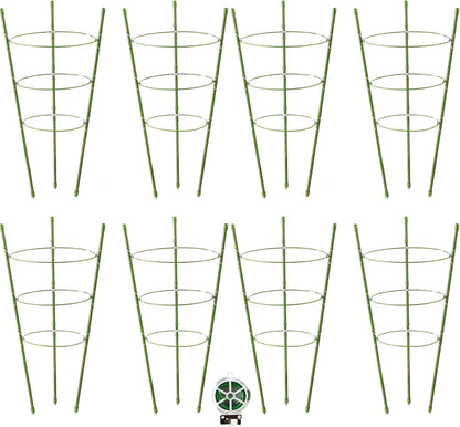 4 Pack Tomato Cage Plant Support Cages for Garden, 18 inches Trellis for Climbing Plants, Upgrade Garden Plant Stakes with Adjustable Ring, Tomato Rings for Support, with Twist Tie
