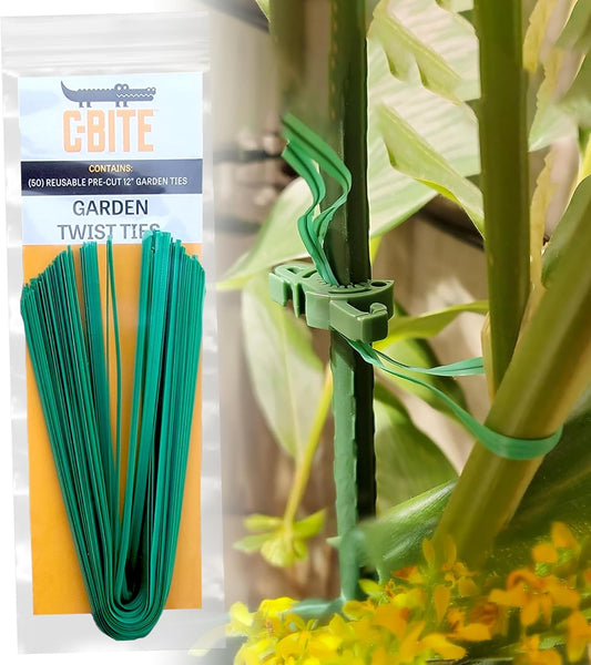 12-Inch Plant Ties | Heavy Duty Flexible Twist Ties for Gardening | Secure Tomatoes, Vines, and Branches | Durable and Reusable Gardening Ties (50 Pack - Green)