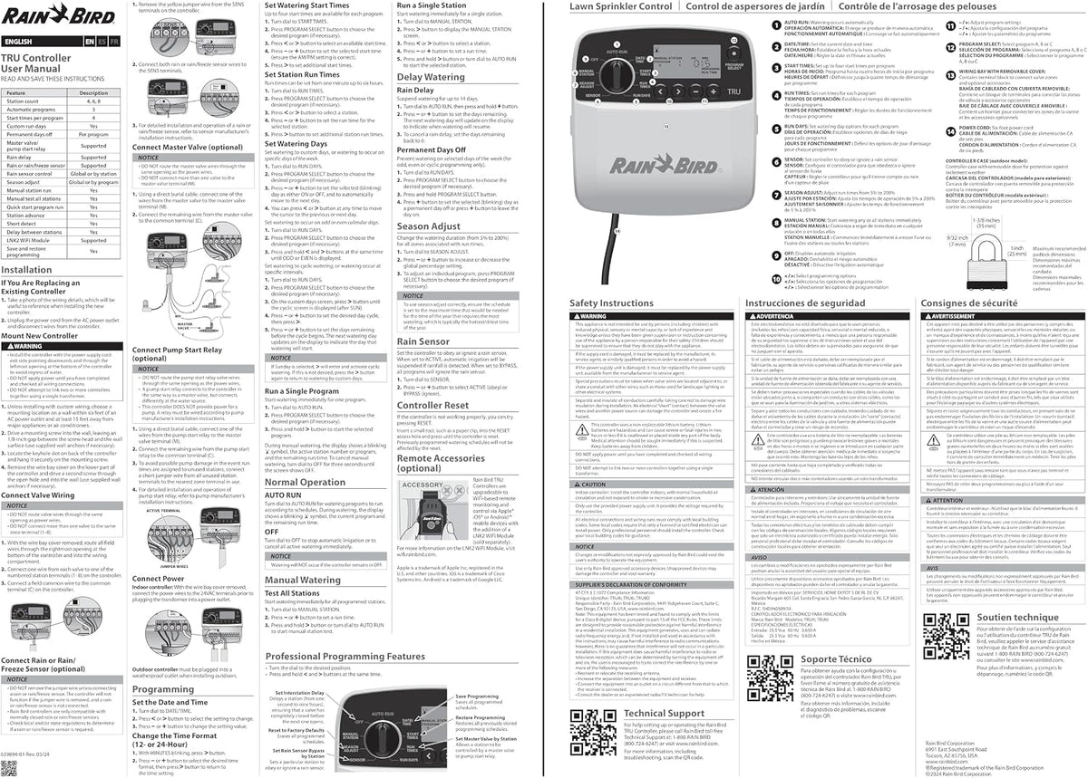 TRU6I Program-Based Indoor Irrigation Controller/Timer, WiFi Ready, 6-Zone/Station