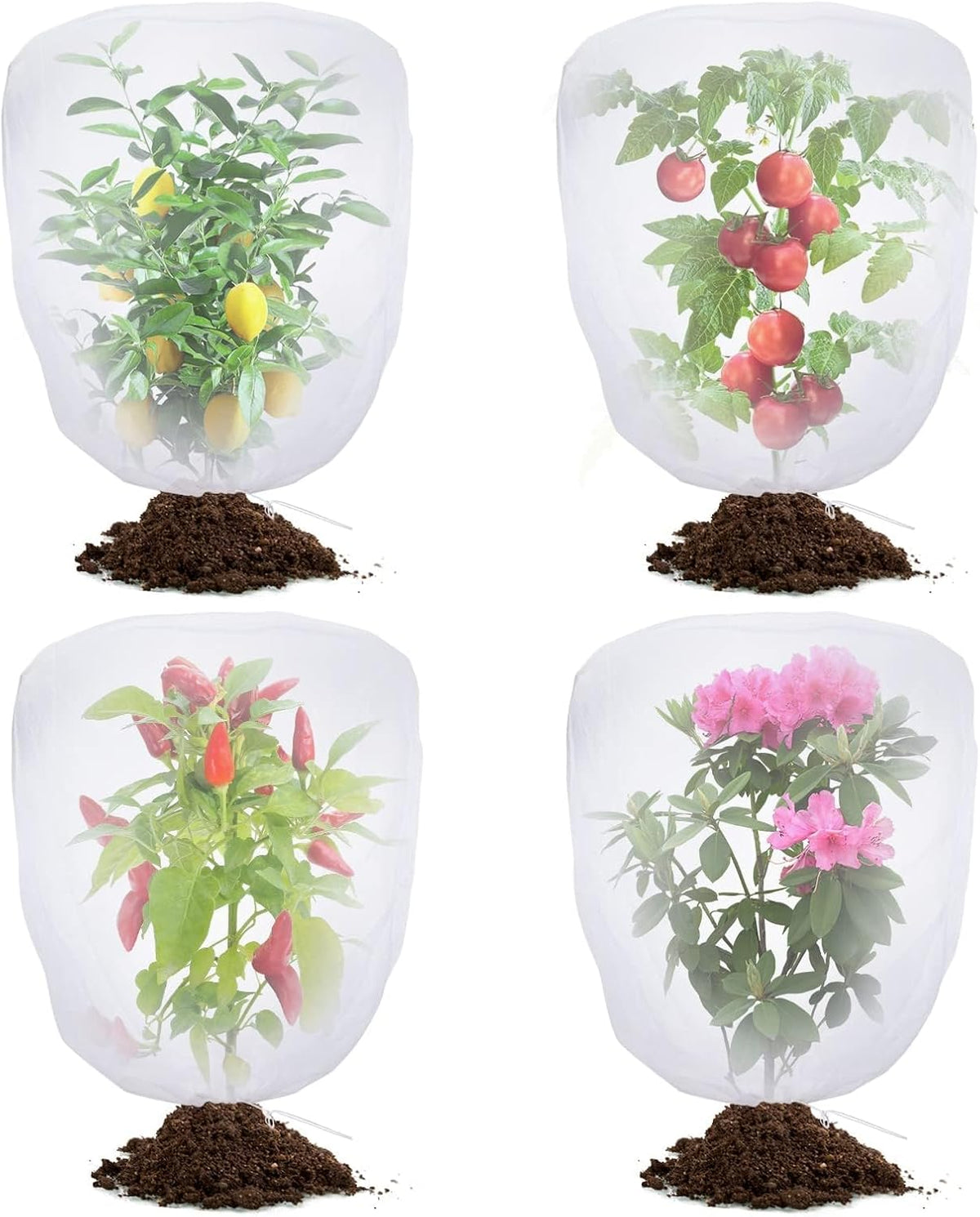 Bird Netting for Garden Protection - 4 Pack Garden Netting Pest Barrier with Drawstring,3.3Ft x 2.7Ft Mosquito Net Tomato Protective Cover Garden Plant Netting for Cicadas Vegetables Blueberry Bushes