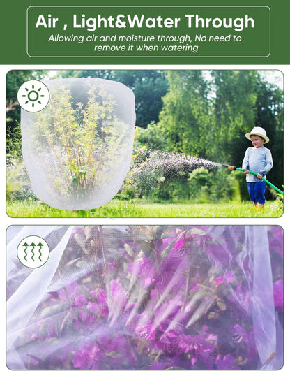 Bird Netting for Garden Protection - 4 Pack Garden Netting Pest Barrier with Drawstring,3.3Ft x 2.7Ft Mosquito Net Tomato Protective Cover Garden Plant Netting for Cicadas Vegetables Blueberry Bushes