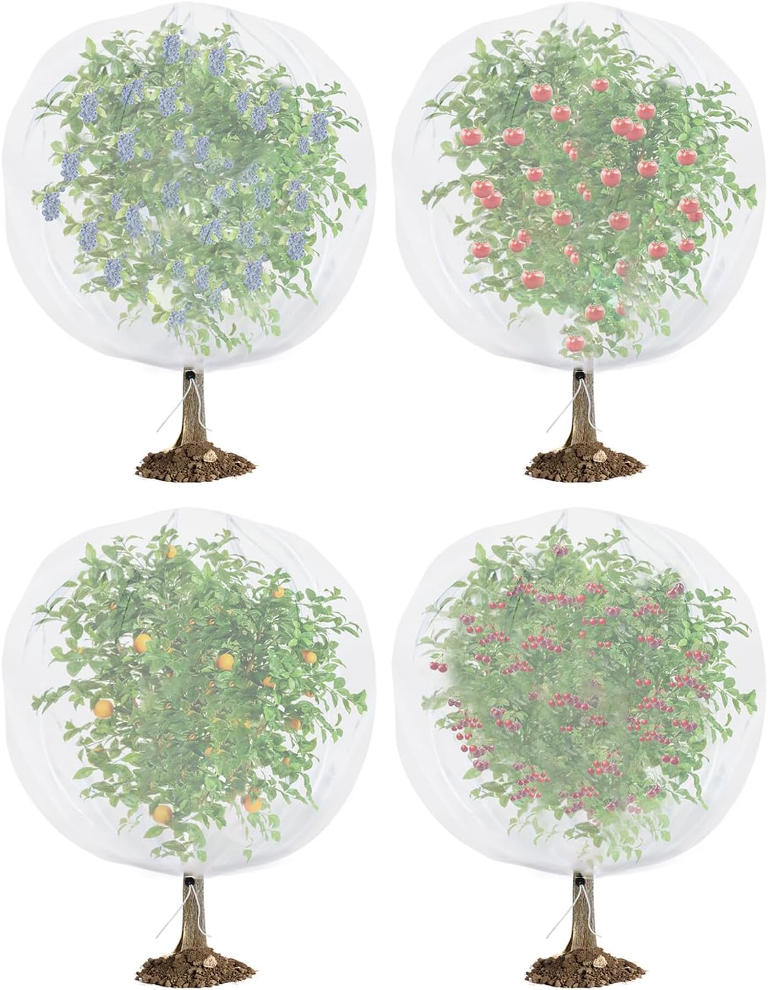 Bird Netting for Garden Protection - 4 Pack Garden Netting Pest Barrier with Drawstring,3.3Ft x 2.7Ft Mosquito Net Tomato Protective Cover Garden Plant Netting for Cicadas Vegetables Blueberry Bushes