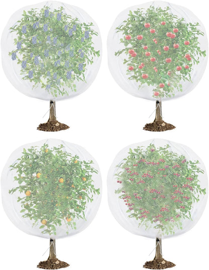 Bird Netting for Garden Protection - 4 Pack Garden Netting Pest Barrier with Drawstring,3.3Ft x 2.7Ft Mosquito Net Tomato Protective Cover Garden Plant Netting for Cicadas Vegetables Blueberry Bushes
