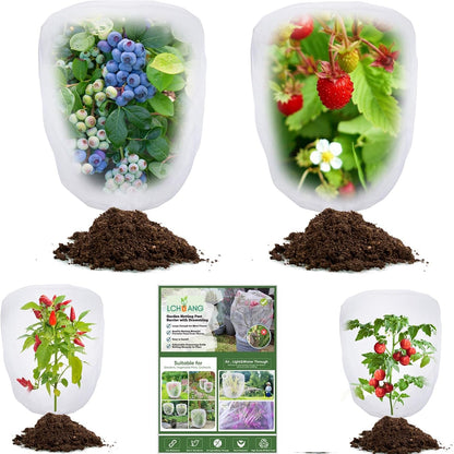Bird Netting for Garden Protection - 4 Pack Garden Netting Pest Barrier with Drawstring,3.3Ft x 2.7Ft Mosquito Net Tomato Protective Cover Garden Plant Netting for Cicadas Vegetables Blueberry Bushes