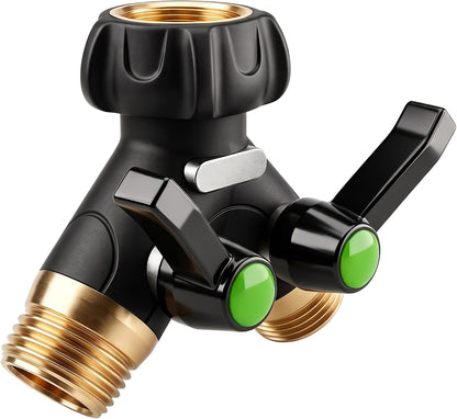 Garden Hose Splitter 2 Way Heavy Duty with Shut Off Valves,3/4" GHT