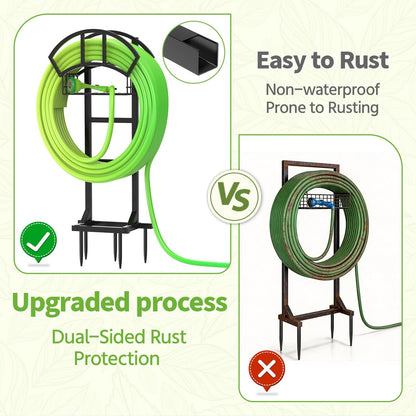 Garden Water Hose Holder Hanger Freestanding Reel for Outside Black