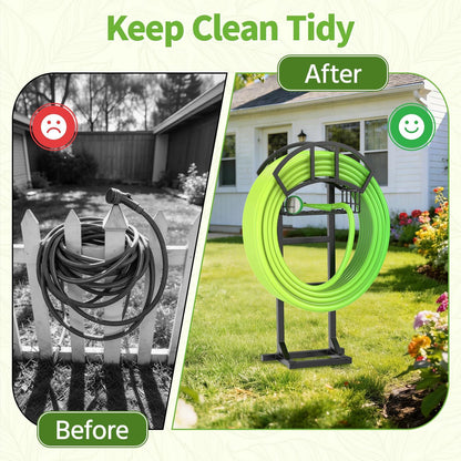 Garden Water Hose Holder Hanger Freestanding Reel for Outside Black