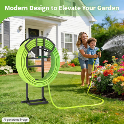 Garden Water Hose Holder Hanger Freestanding Reel for Outside Black
