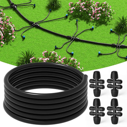 50FT 1/2" Irrigation Tubing, 0.7" OD x 0.5“ ID Hose with 4 Connectors