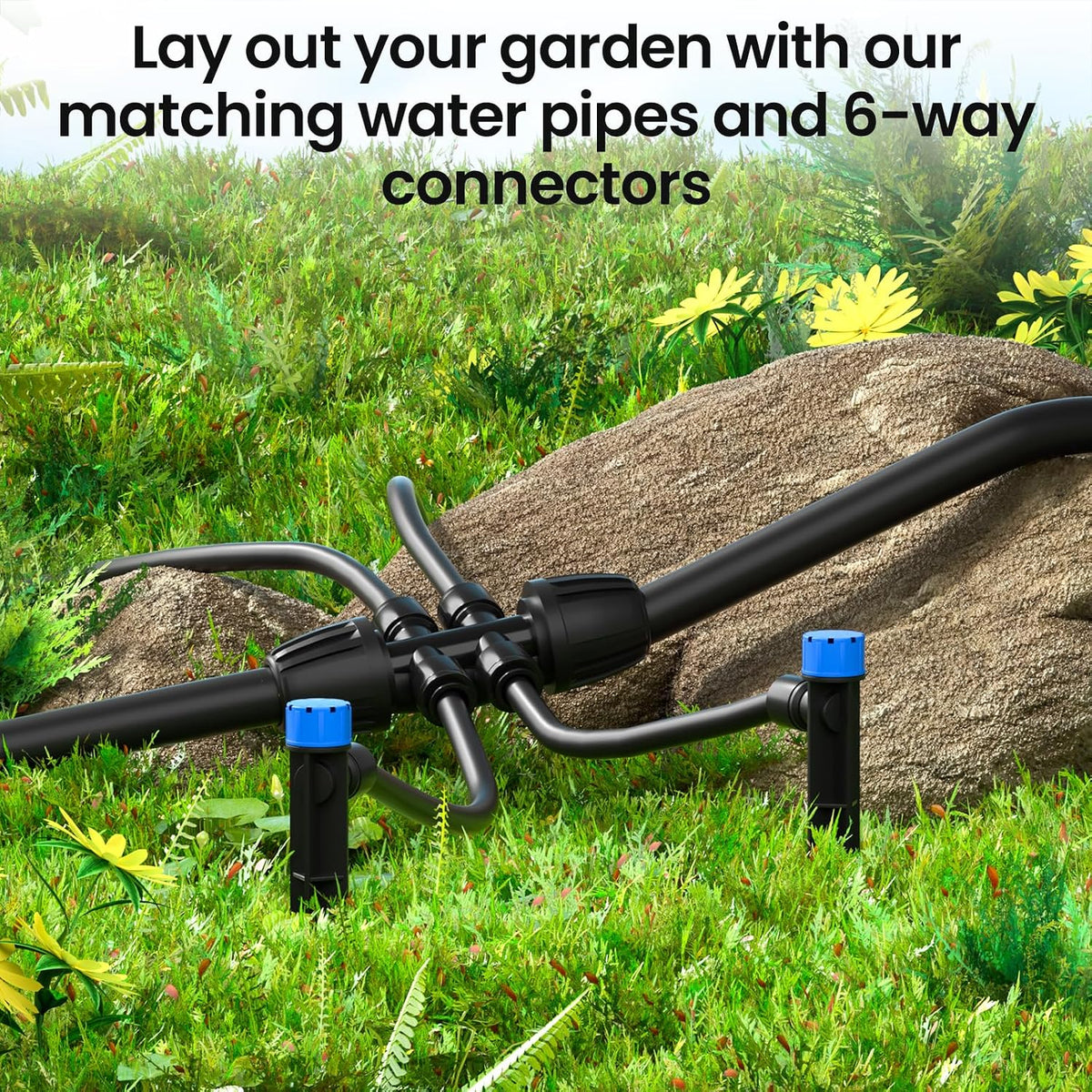 50FT 1/2" Irrigation Tubing, 0.7" OD x 0.5“ ID Hose with 4 Connectors