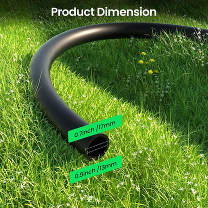 50FT 1/2" Irrigation Tubing, 0.7" OD x 0.5“ ID Hose with 4 Connectors