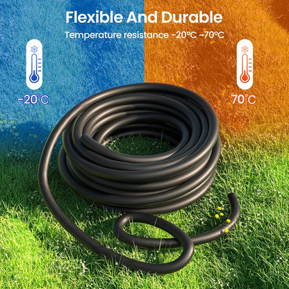 50FT 1/2" Irrigation Tubing, 0.7" OD x 0.5“ ID Hose with 4 Connectors
