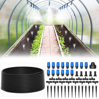 50FT 1/2" Irrigation Tubing, 0.7" OD x 0.5“ ID Hose with 4 Connectors