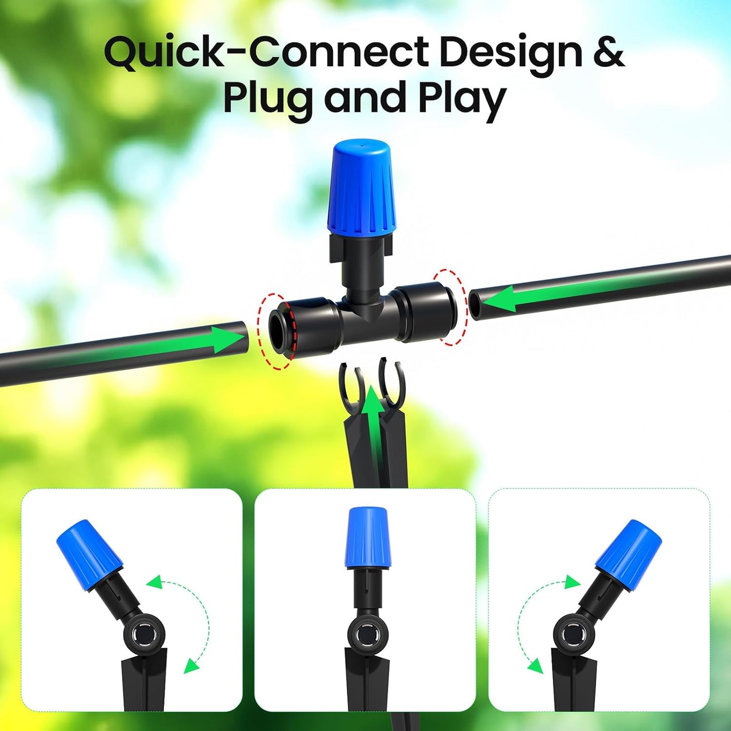 50FT 1/2" Irrigation Tubing, 0.7" OD x 0.5“ ID Hose with 4 Connectors