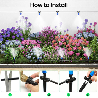 50FT 1/2" Irrigation Tubing, 0.7" OD x 0.5“ ID Hose with 4 Connectors