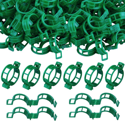 100pcs Plant Support Clips - Tomato Clips for String Trellis, Grape Vine Clips for Garden Netting Climbing Plants, Secured Plastic Plant Clip for Fixing Stem and Vine (100, Green)