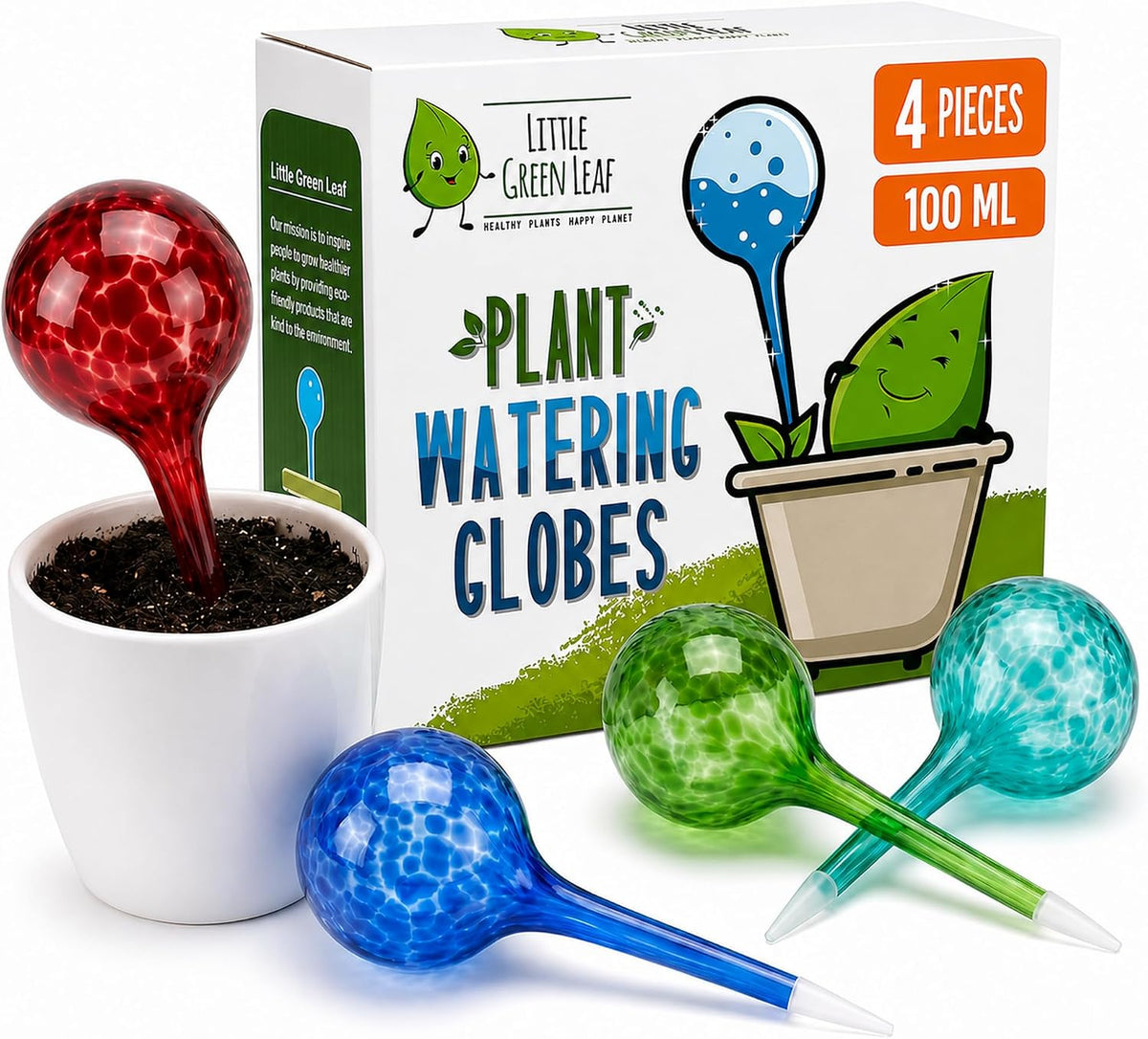 Plant Watering Globes 4 Pack – Self Watering Bulbs, Indoor & Outdoor Plants