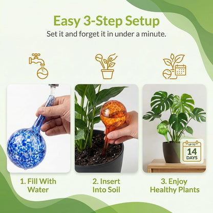 Plant Watering Globes 4 Pack – Self Watering Bulbs, Indoor & Outdoor Plants