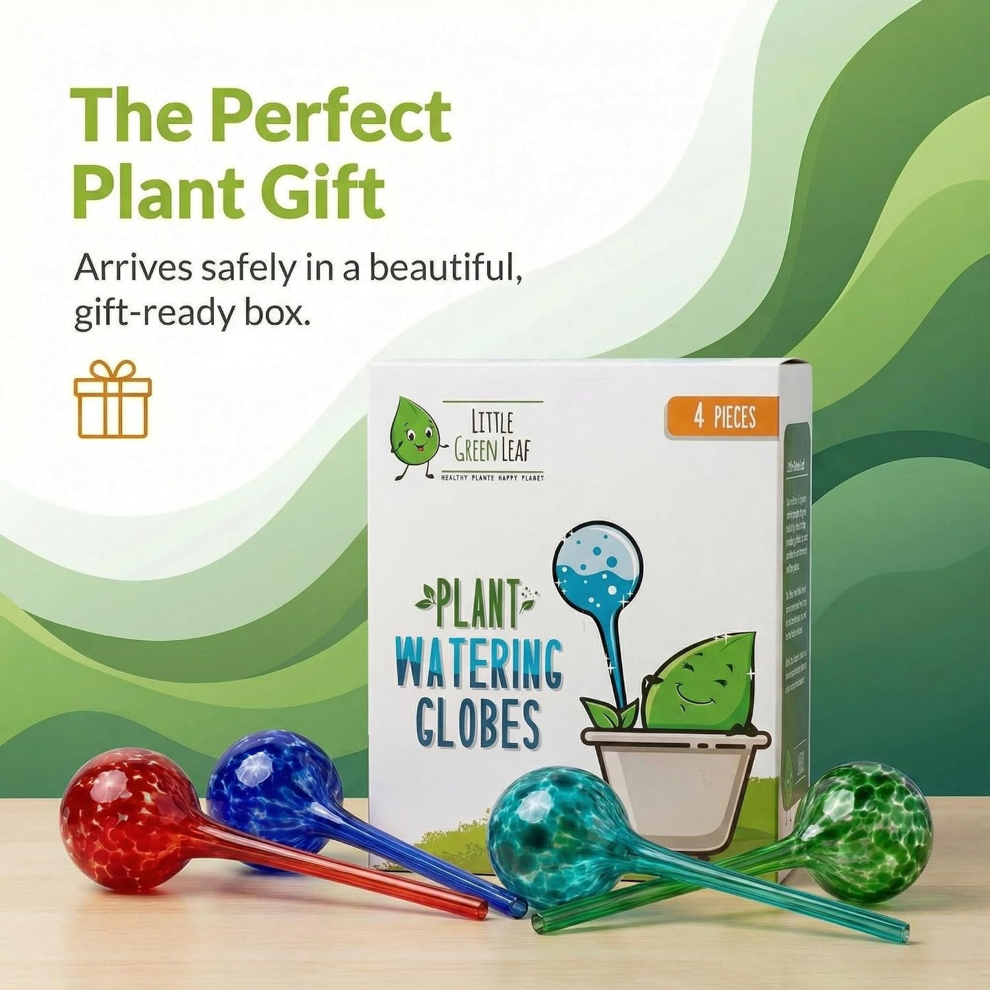 Plant Watering Globes 4 Pack – Self Watering Bulbs, Indoor & Outdoor Plants