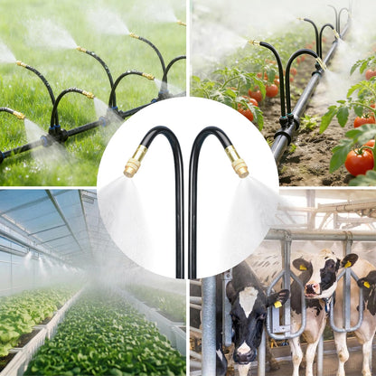 Drip Irrigation System for Garden, Automatic Watering System with Adjustable 360° Copper Spray Nozzles, DIY Drip Irrigation Kit for Yard, Lawn, Greenhouse, Raised Beds & Potted Plants (30FT)