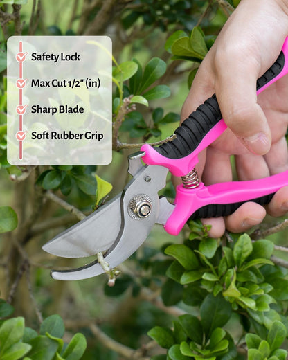 5 Piece Pink Gardening Tool Set for Women