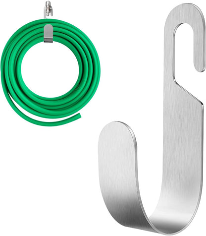 Garden Hose Hanger, Stainless Steel Wall Mount Water Hose Holder, Hanging Hose Storage Rack Hose Stand for Garden Hose, Ropes, Outside Yard (Silver)