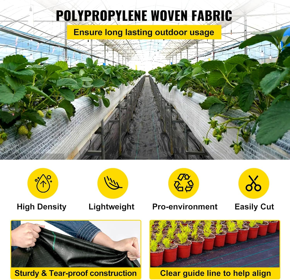 6x300ft Premium Weed Barrier Landscape Fabric Heavy Duty 2.4OZ, Woven Weed Control Fabric, High Permeability Good for Flower Bed, Geotextile Fabric Underlayment, Driveway Fabric Ground Cover