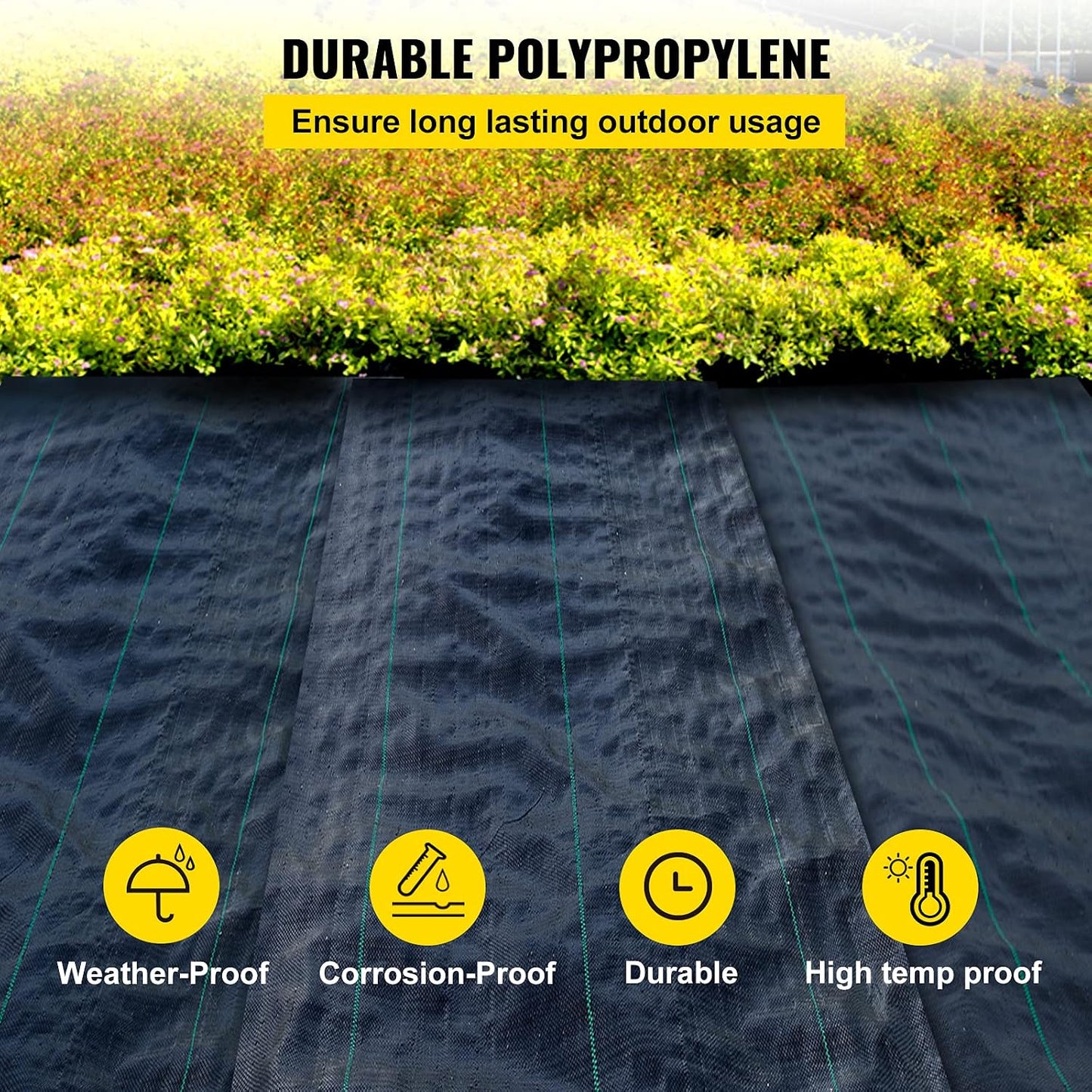 6x300ft Premium Weed Barrier Landscape Fabric Heavy Duty 2.4OZ, Woven Weed Control Fabric, High Permeability Good for Flower Bed, Geotextile Fabric Underlayment, Driveway Fabric Ground Cover