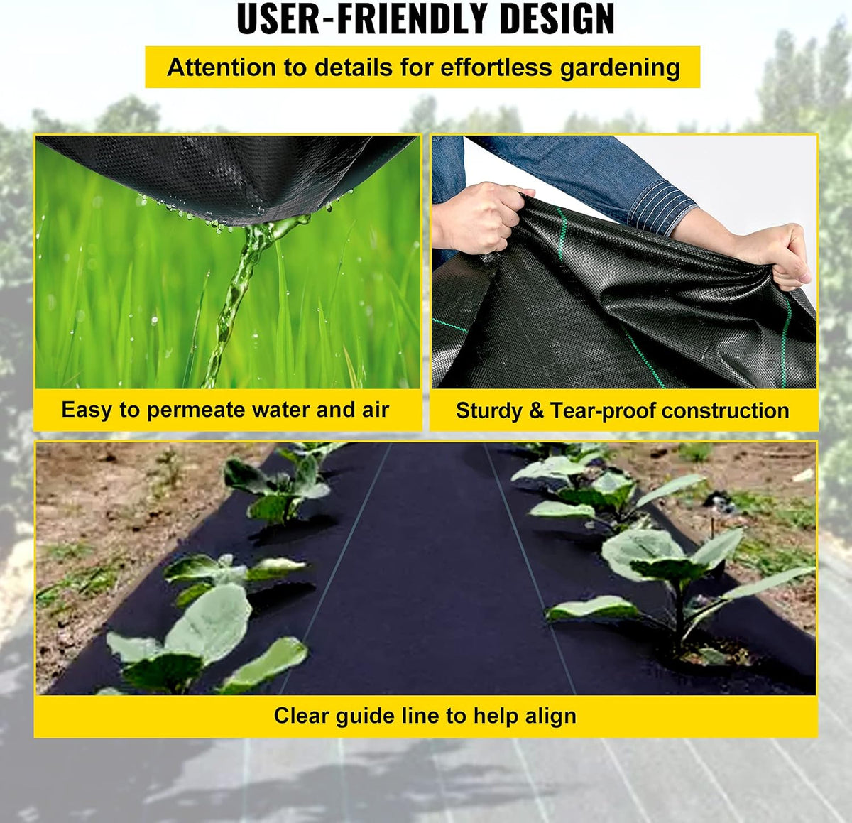 6x300ft Premium Weed Barrier Landscape Fabric Heavy Duty 2.4OZ, Woven Weed Control Fabric, High Permeability Good for Flower Bed, Geotextile Fabric Underlayment, Driveway Fabric Ground Cover