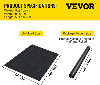 6x300ft Premium Weed Barrier Landscape Fabric Heavy Duty 2.4OZ, Woven Weed Control Fabric, High Permeability Good for Flower Bed, Geotextile Fabric Underlayment, Driveway Fabric Ground Cover