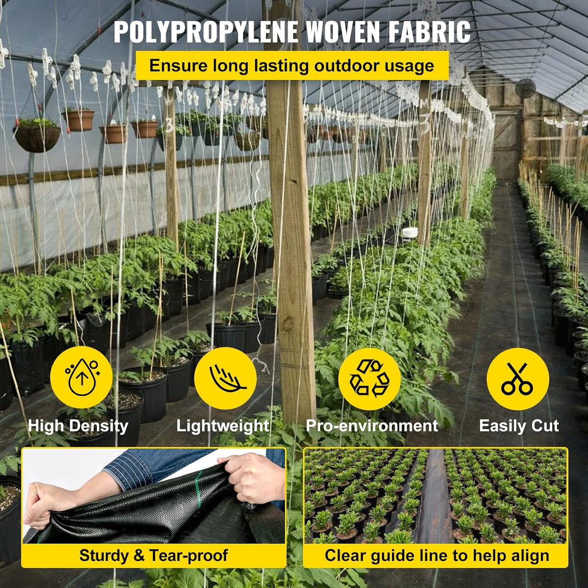 6x300ft Premium Weed Barrier Landscape Fabric Heavy Duty 2.4OZ, Woven Weed Control Fabric, High Permeability Good for Flower Bed, Geotextile Fabric Underlayment, Driveway Fabric Ground Cover