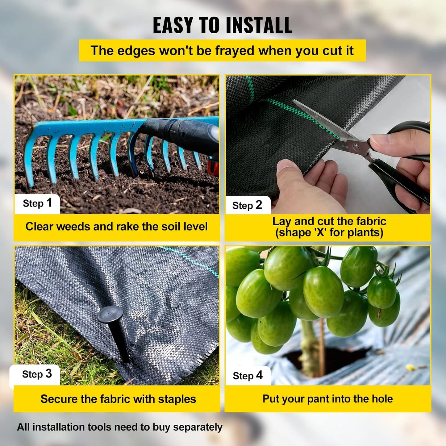6x300ft Premium Weed Barrier Landscape Fabric Heavy Duty 2.4OZ, Woven Weed Control Fabric, High Permeability Good for Flower Bed, Geotextile Fabric Underlayment, Driveway Fabric Ground Cover