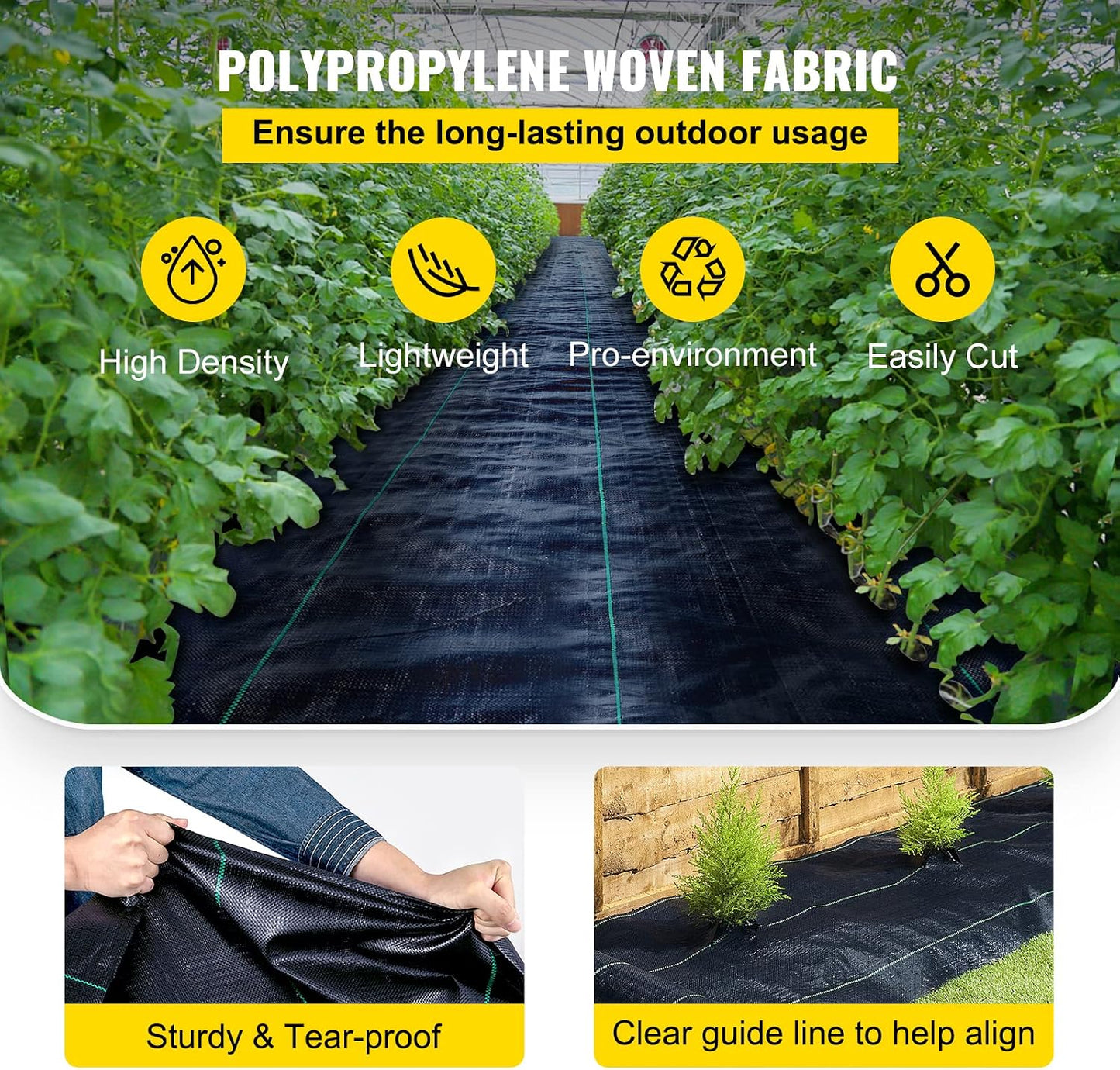 6x300ft Premium Weed Barrier Landscape Fabric Heavy Duty 2.4OZ, Woven Weed Control Fabric, High Permeability Good for Flower Bed, Geotextile Fabric Underlayment, Driveway Fabric Ground Cover