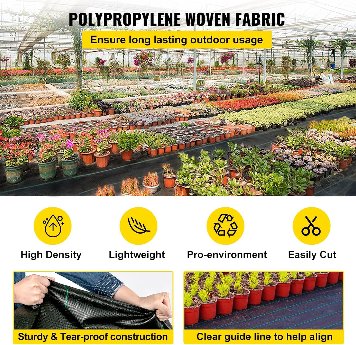 6x300ft Premium Weed Barrier Landscape Fabric Heavy Duty 2.4OZ, Woven Weed Control Fabric, High Permeability Good for Flower Bed, Geotextile Fabric Underlayment, Driveway Fabric Ground Cover