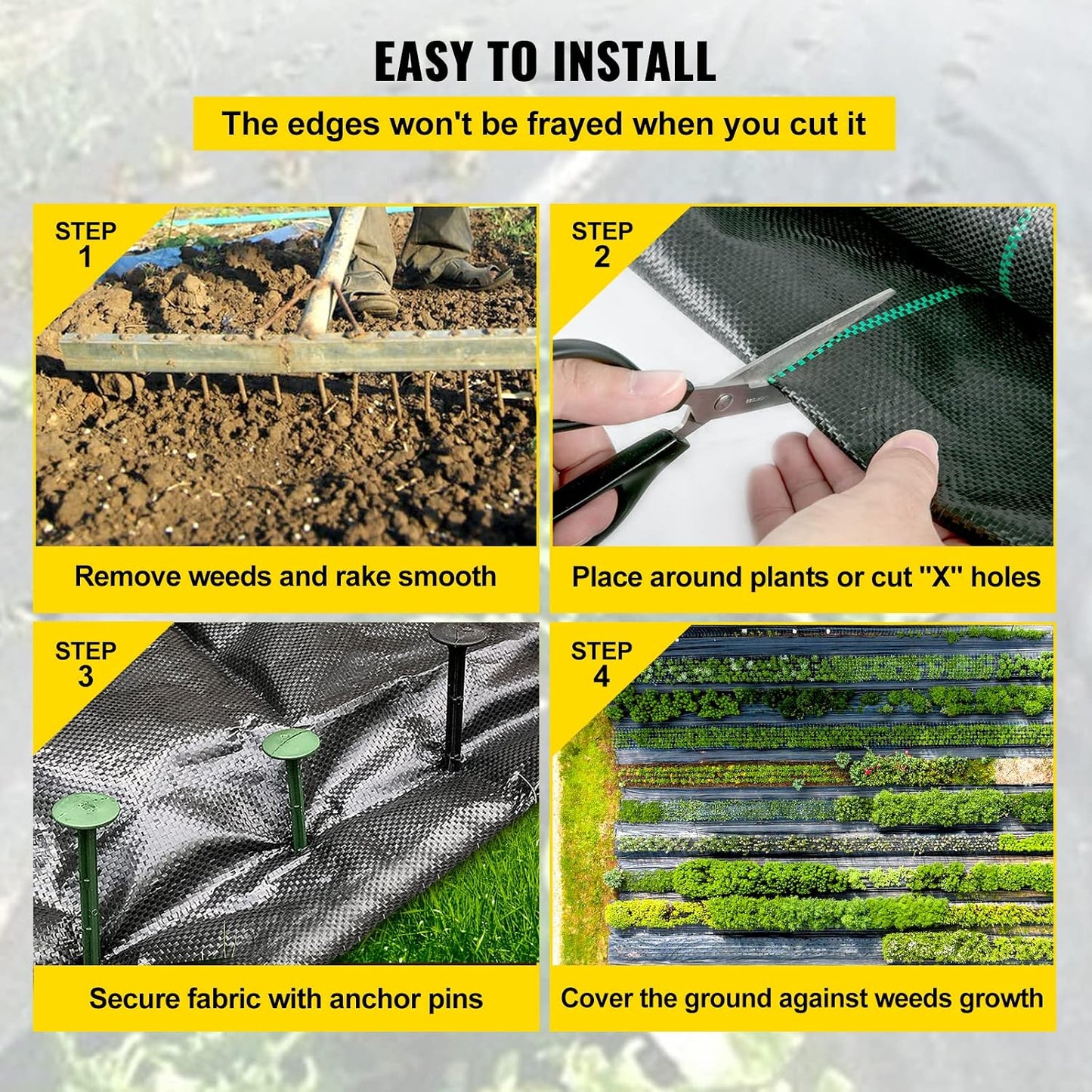 6x300ft Premium Weed Barrier Landscape Fabric Heavy Duty 2.4OZ, Woven Weed Control Fabric, High Permeability Good for Flower Bed, Geotextile Fabric Underlayment, Driveway Fabric Ground Cover